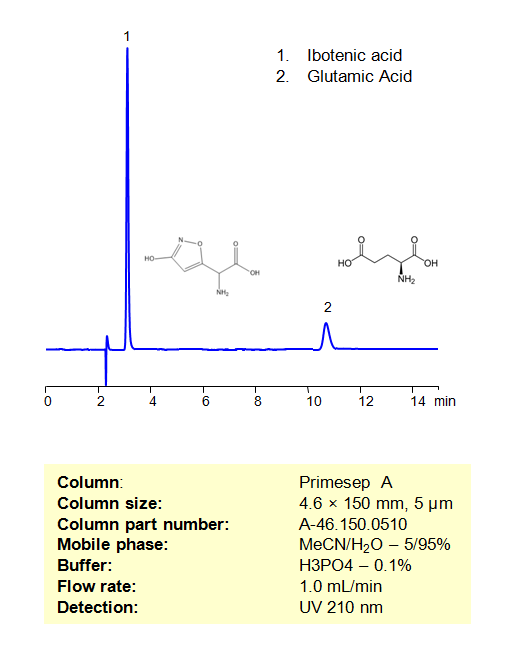 HPLC Method for Separation of Ibotenic Acid and Glutamic Acid on Primesep A by SIELC Technologies