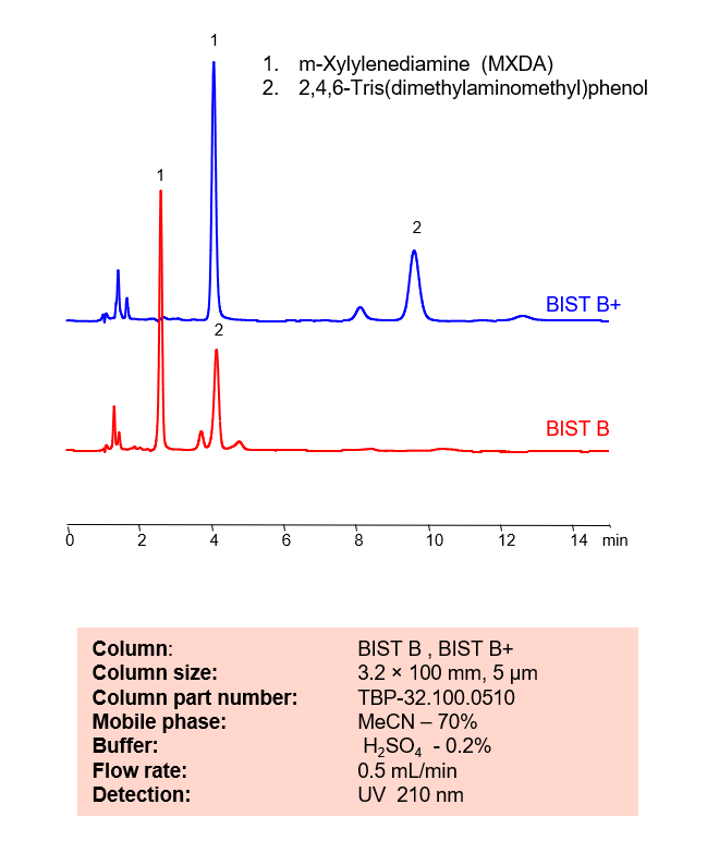 HPLC Method for Separation of of Amines on BIST B and BIST B+ Columns by SIELC Technologies